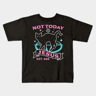 Not Today Jesus - Black Cat Pastel Goth Kids T-Shirt